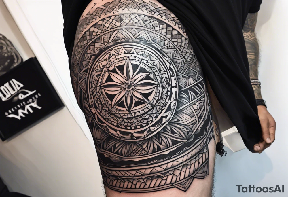 Butt and leg male sleeve patterns tattoo idea