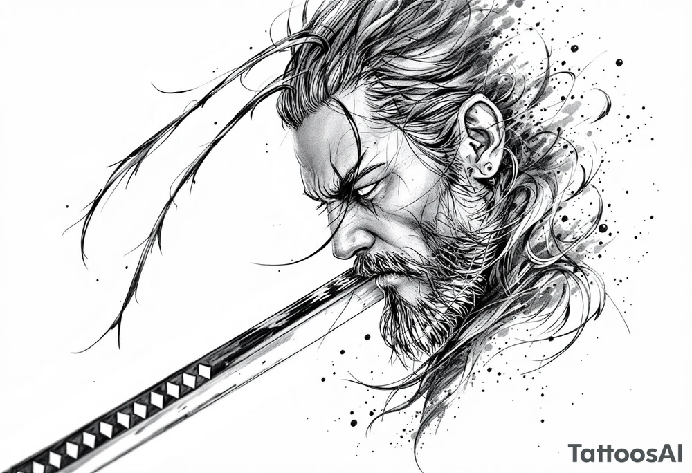 Katana, light on blade tattoo idea