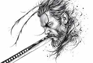 Katana, light on blade tattoo idea
