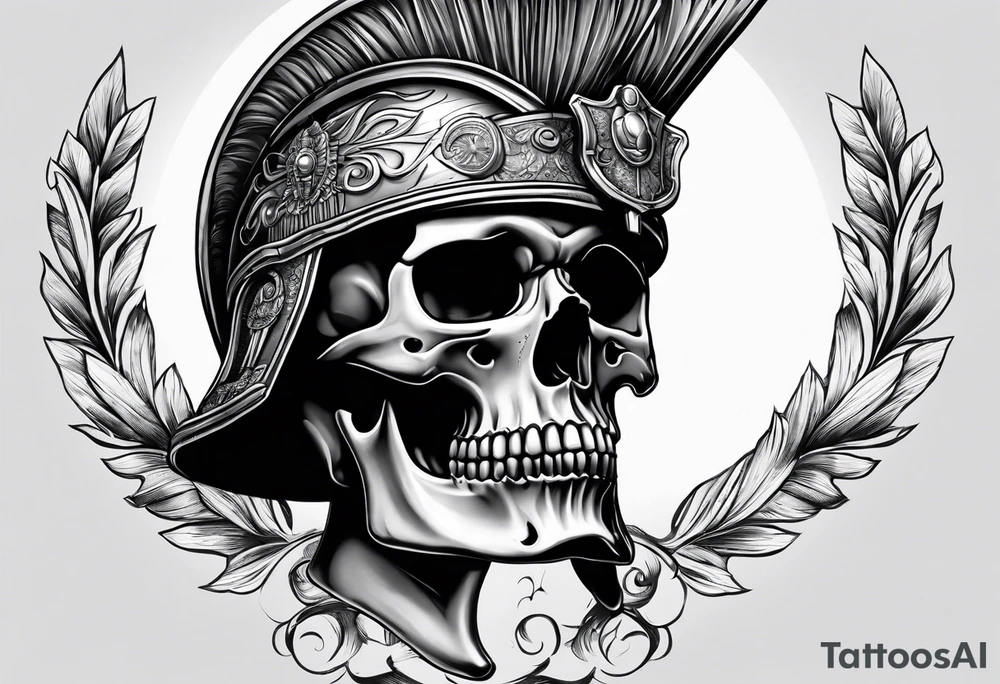 roman soldier skull tattoo idea
