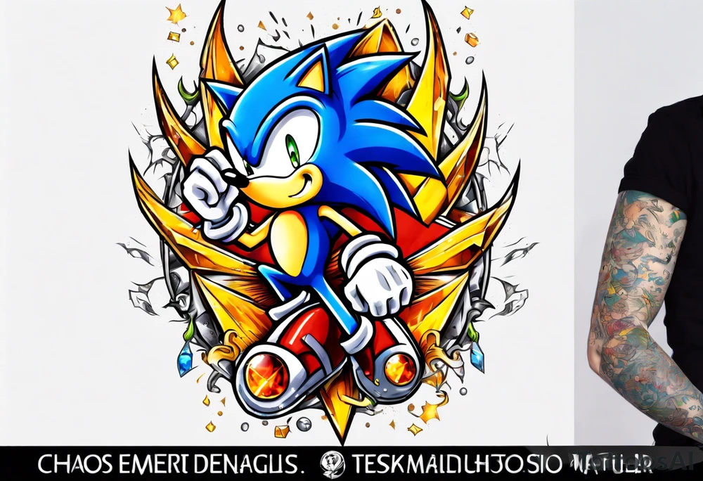super sonic with chaos emeralds tattoo idea