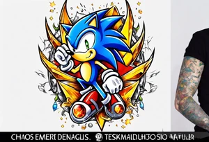 super sonic with chaos emeralds tattoo idea