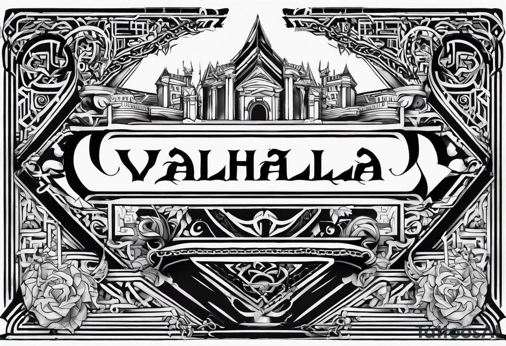 Valhalla stairs  sword chains tattoo idea