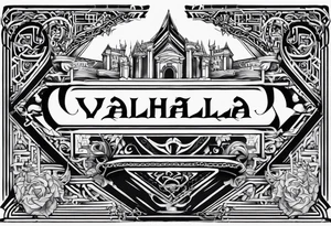 Valhalla stairs  sword chains tattoo idea