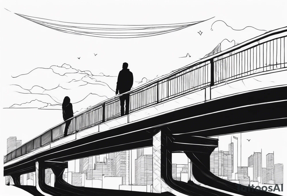 two silhouettes on top of an overpass tattoo idea
