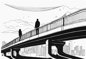 two silhouettes on top of an overpass tattoo idea