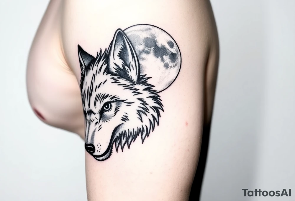 wolf,full moon. tattoo idea