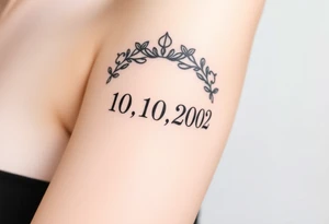 roman numerals of 10.10.2002 in laurel crown in an ancient roman styles tattoo idea