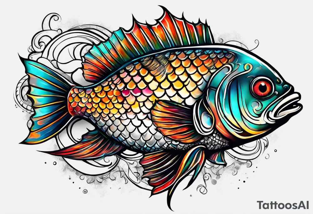 pescado adentro de un corazón tattoo idea