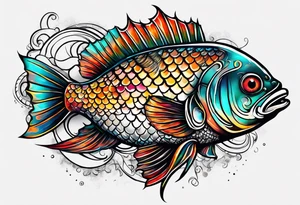 pescado adentro de un corazón tattoo idea