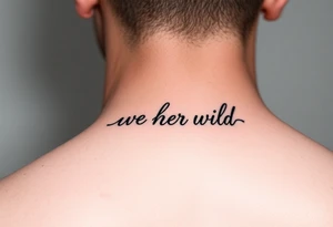 small fine line script tattoo of words "leave her wild" tattoo idea