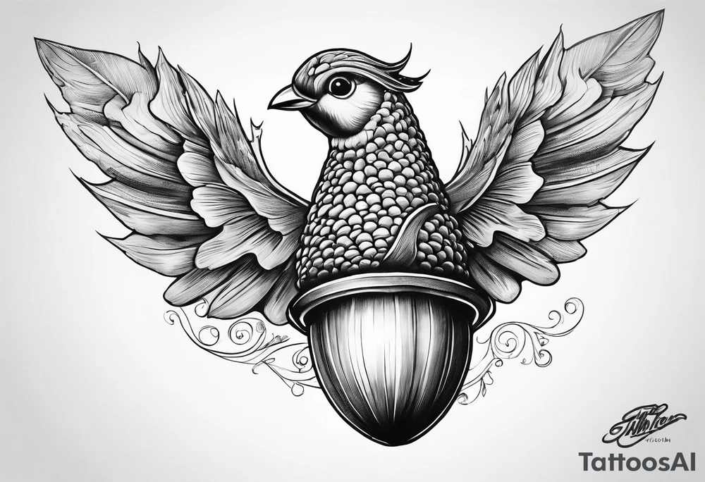 Flying acorn tattoo idea