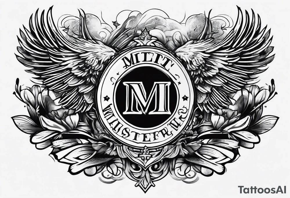 Crest with kids names tattoo idea