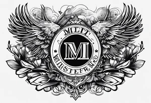 Crest with kids names tattoo idea