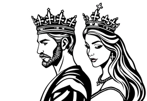 King and Queen couple with crown tattoo idea
