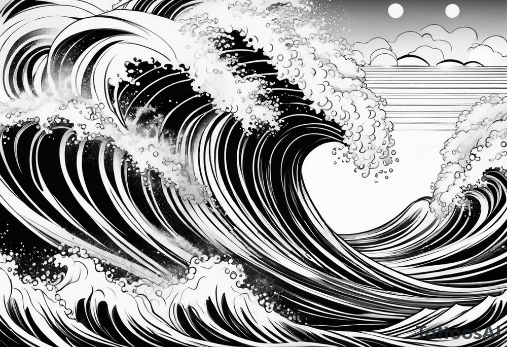 only waves background tattoo idea