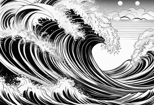 only waves background tattoo idea