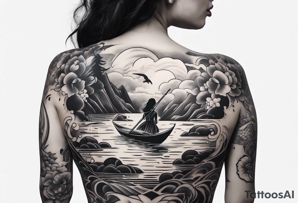 girl on her back floating in water
aerial view tattoo idea