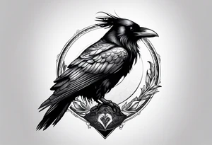 Raven facing forward sitting on a hat tattoo idea