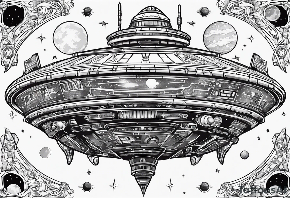 Afrofutistic space 
ship tattoo idea