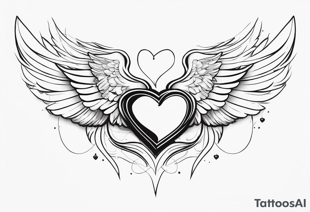 Memory Love Angel Wings Heart tattoo idea