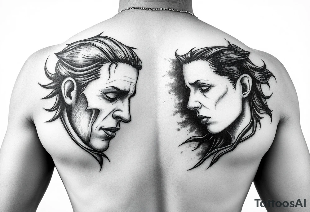 pencil sketch of dark and light emotion tattoo idea