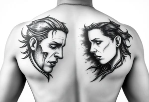 pencil sketch of dark and light emotion tattoo idea