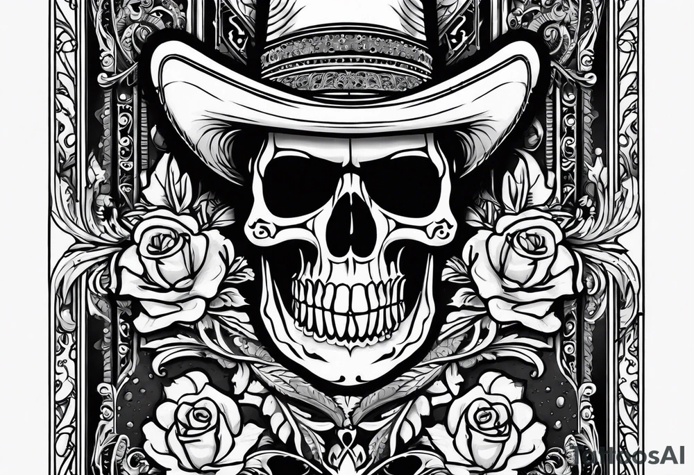 Western playing card tattoo with skeleton on it tattoo idea