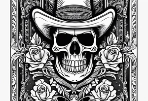 Western playing card tattoo with skeleton on it tattoo idea