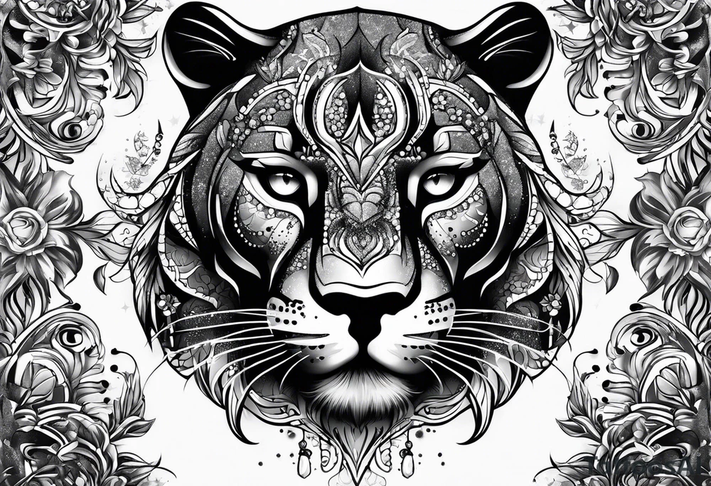 panther face made of stars tattoo idea