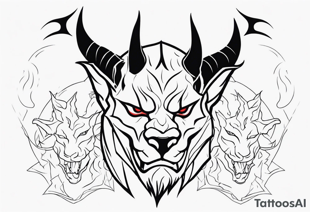 Devil with hell hounds tattoo idea
