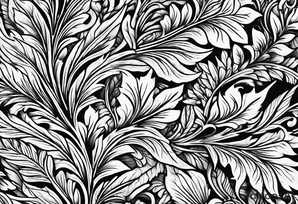 wood bark foliage tattoo idea