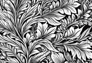 wood bark foliage tattoo idea