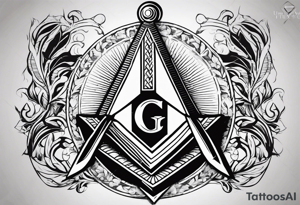 masonic square and compass, knight templar crown, cryptic mason trowel and board tattoo idea