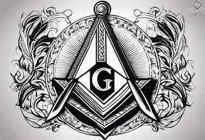 masonic square and compass, knight templar crown, cryptic mason trowel and board tattoo idea