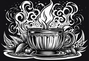 Fire comes from a drink tattoo idea