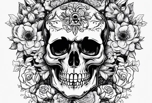 Memento mori writen skull sleeve tattoo design tattoo idea