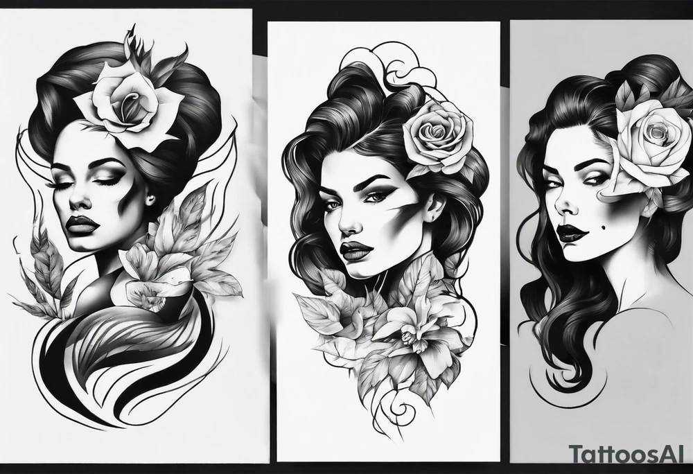 Woman portrait tattoo idea