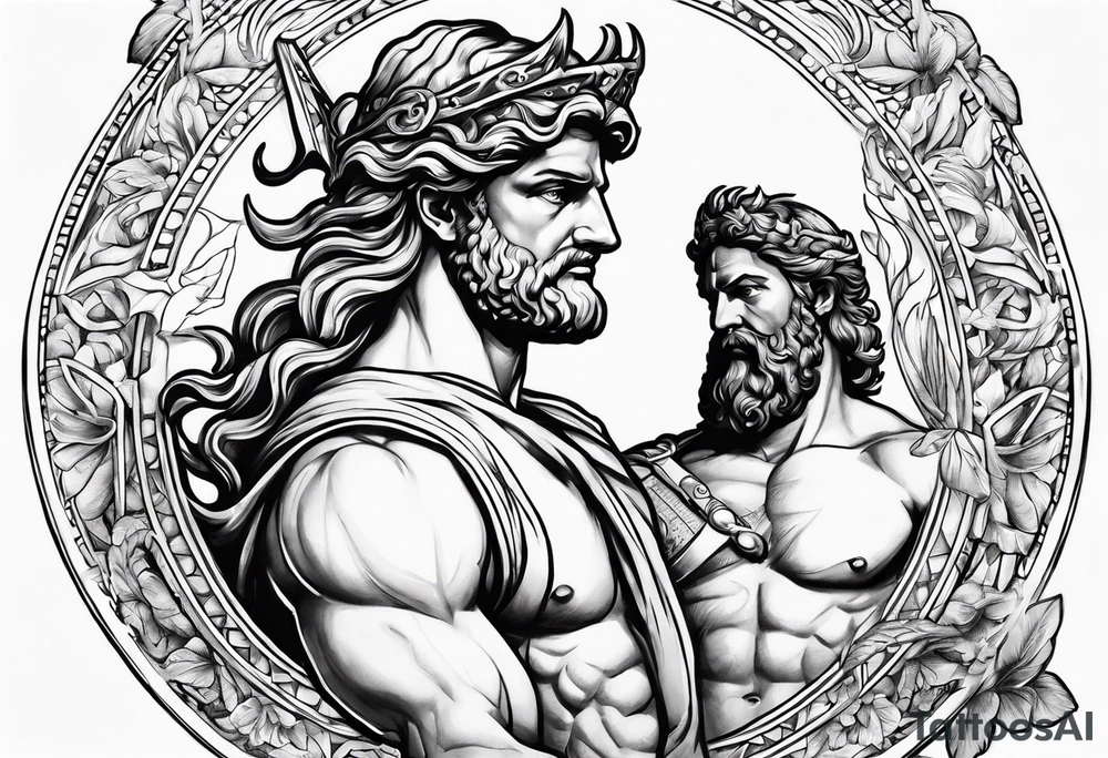 Olympian Hermes and Poseidon tattoo idea