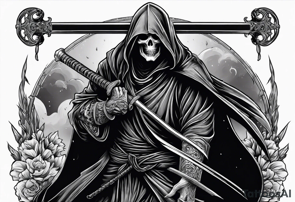 grim reaper with katana tattoo idea