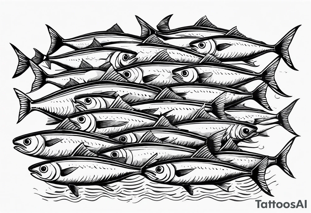 Shoal of mackerel in the ocean tattoo idea