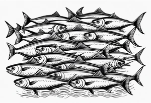 Shoal of mackerel in the ocean tattoo idea