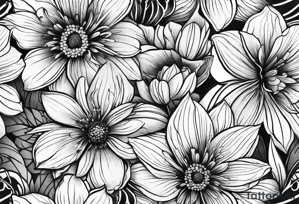 Black flowers tattoo idea