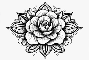 Initials R, E, J incorporated into a small flower tattoo design tattoo idea