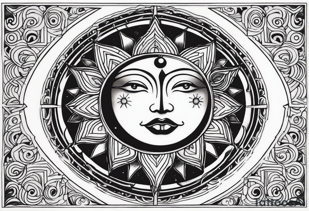 Celestial Sun Face tattoo idea