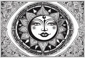 Celestial Sun Face tattoo idea