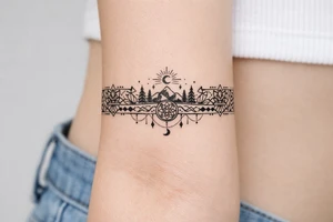 combine all the ideas that I have added to Favorites into one larger armband. tattoo idea