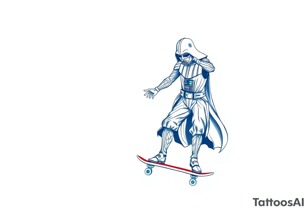 Darth Vader skateboarding >
blue & red tattoo idea
