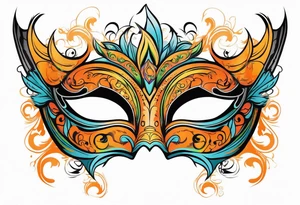 Male masquerade mask with orange smoke tattoo idea