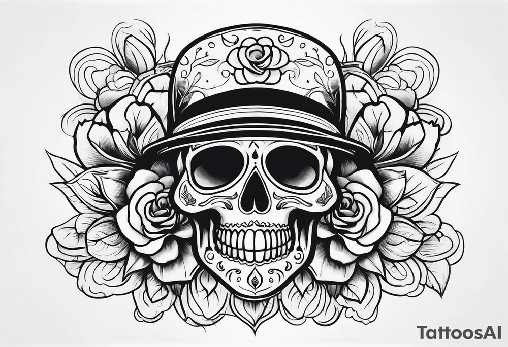 Day of dead skull with smoke around it tattoo idea